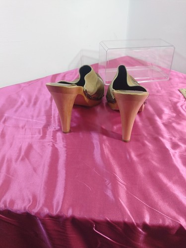 De colección Y2K 2000s Coach Talla 11B Katy Mules Zuecos Tacones Zapatos Marrón Dorado Cuero - Imagen 8 de 10