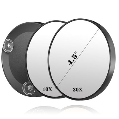 10X & 30X Makeup Magnifying Mirror Set, 4.5inch Wall Mounted Black[10x&30x]
