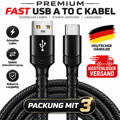 USB A auf USB C Ladekabel Schnell Ladekabel Datenkabel 0,6M 1M 2M USB-A Cable