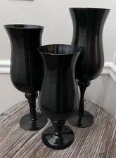 Set Of 3 TALL Black Metal decorative Goblets/vases With Bling