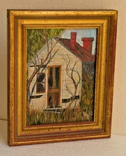 Vintage Outsider Painting Miniature Fruitland NC Lake Worth FL Lehman Lee Rogers
