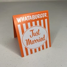 Whataburger Texas Chain Just Married Table Tent Wedding Gift Decor