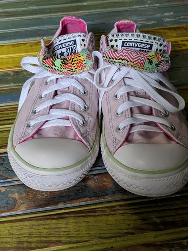 Converse all Star, Light Pink, Double Tongue,Funky Fabric Trim, Size 6 - Picture 5 of 7