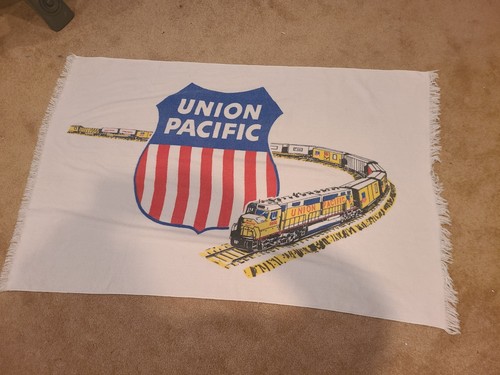 Union Pacific Vintage Train Beach Towel Made In The USA 56" X 37 Rare!!! UP - Picture 5 of 8