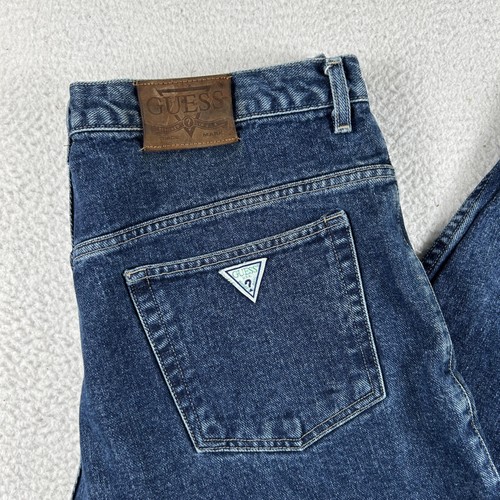 Vintage Guess Jeans Herren 36x30 Blau Denim Tapered Leg Triangel Patch 90s - Bild 2 von 16
