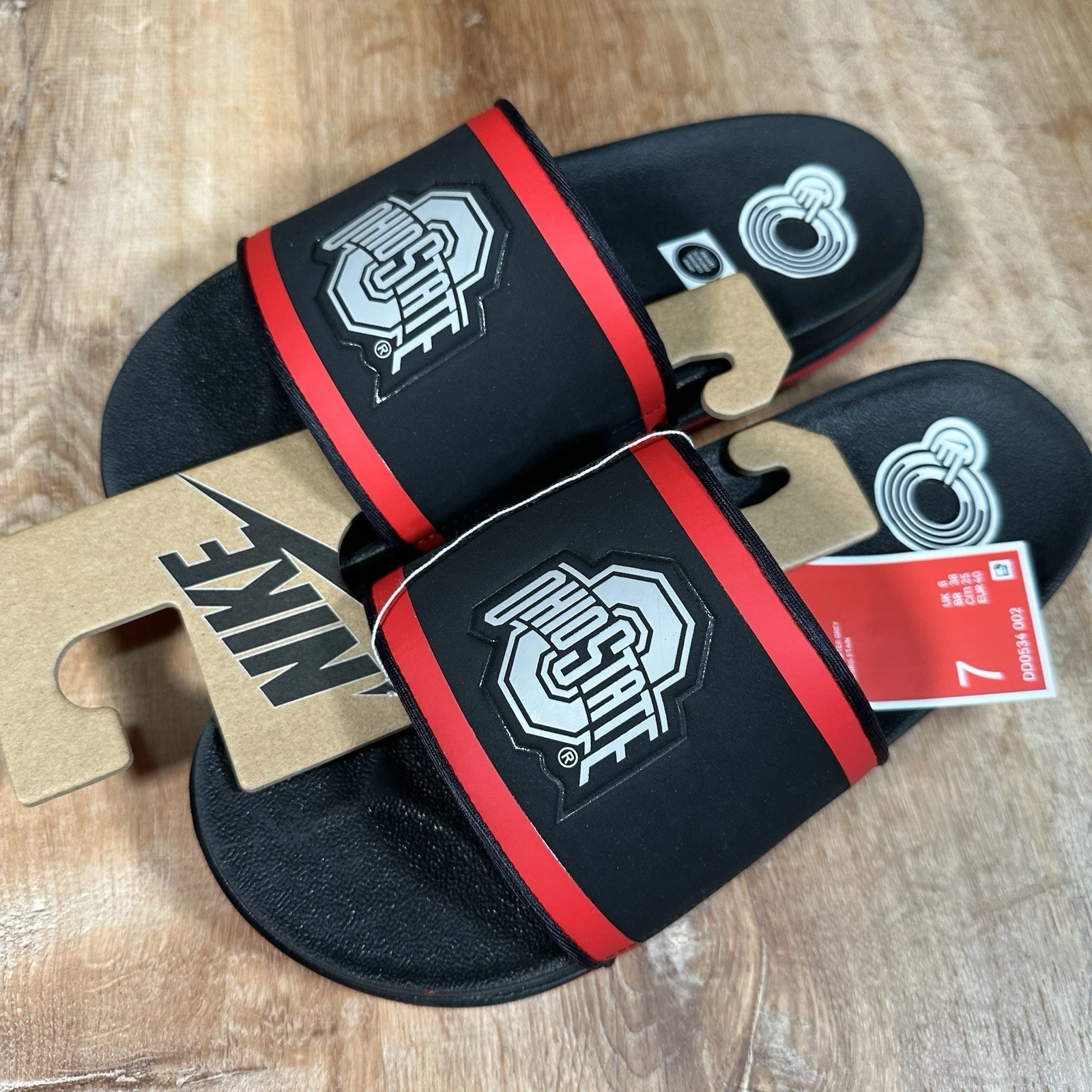NUOVI sandali Nike Offcourt Slides Ohio State da uomo taglia 7 Buckeyes OSU CZ9678 600