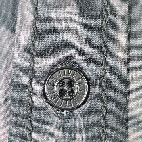 Camicia uomo Affliction grigia capo indiano teschio floreale L/S nuova con etichette taglia S - Foto 10 di 17