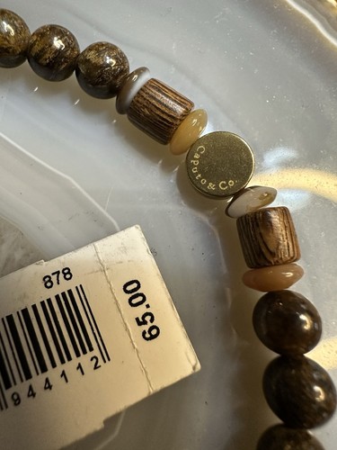 CAPUTO & CO. Tiger Eye Wood & Jasper Bracelet w/Evil Eye $65 Retail - Picture 3 of 6