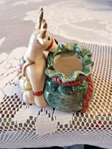 Fitz & Floyd Weihnachten Rentier Kerzenhalter Tasse Porzellan 2002 Vintage  - Bild 8 von 9