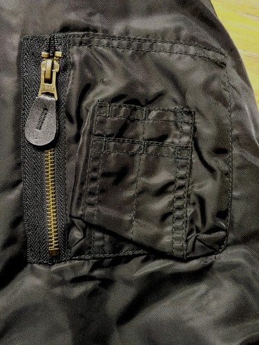 Top Shop Find USAF Cockpit MA-1 Giacca Bomber Nero Nylon Space NASA Flag Patch - Foto 10 di 19