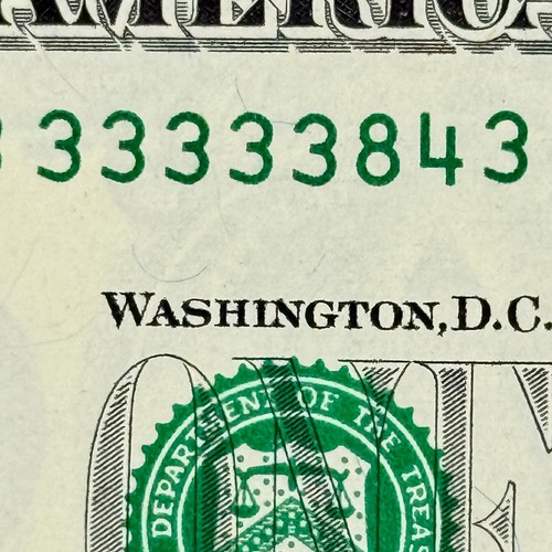 Six of a Kind 3s Leading Five in a Row 3s Uncirculated Dollar Fancy Serial - Picture 1 of 6