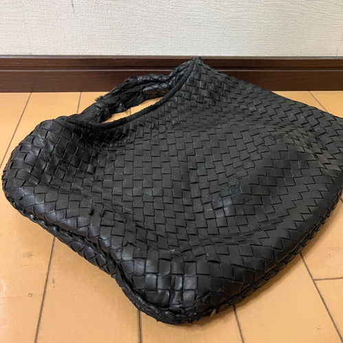 Bottega Veneta One Shoulder Bag Hobo Intrecciato Leather Black Used JAPAN F/S - Picture 6 of 10