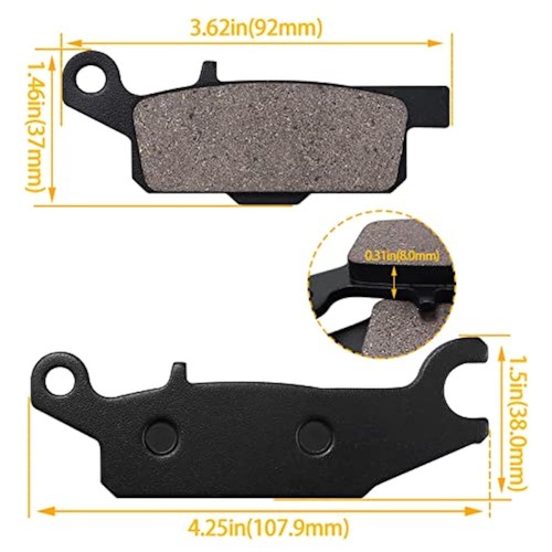 Front Rear Brake Pads for YAMAHA YFM550 YFM 550 Grizzly 550 2009 10 11 12 13 14 - Picture 4 of 7