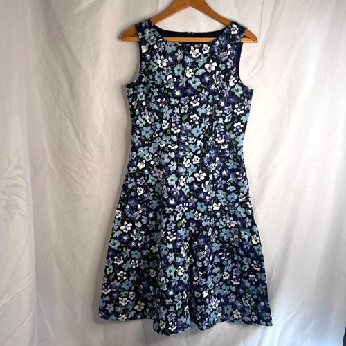 Talbots Fit & Flare Sleeveless Dress Floral Print 100% Cotton Cottage Core SZ 8 - Picture 8 of 8