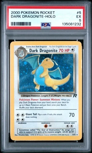 2000 POKEMON ROCKET #5 DARK DRAGONITE-HOLO PSA 5