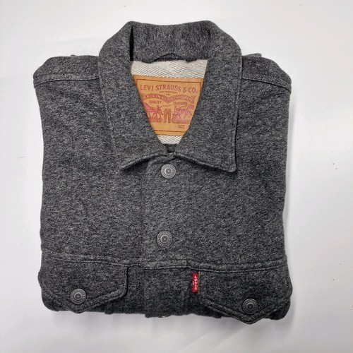 Levi’s Grey Knit Trucker Jacket Size S Button Up Casual Denim Style Layering Top - Picture 13 of 20
