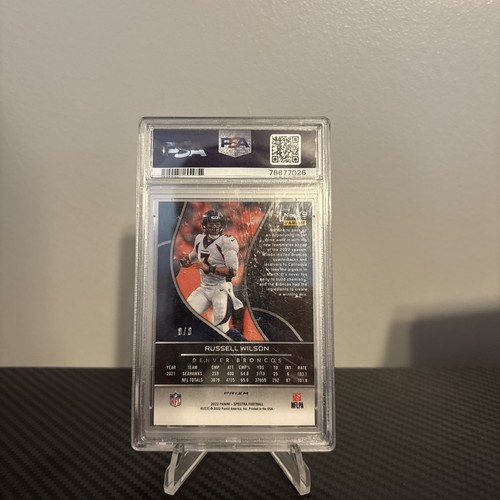 2022 Panini Spectra Russell Wilson Neon Splatter 8/8 Last On Print 1/1 PSA 9 - Picture 2 of 2