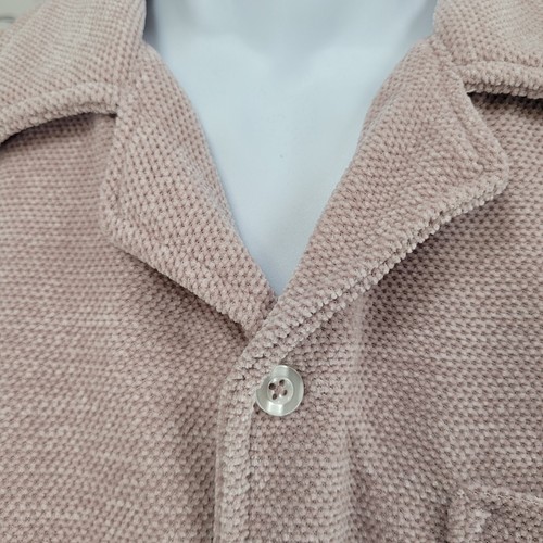 Camisa de manga corta con botones súper suave elástica aterciopelada rosa de lujo masiva L - Imagen 7 de 12