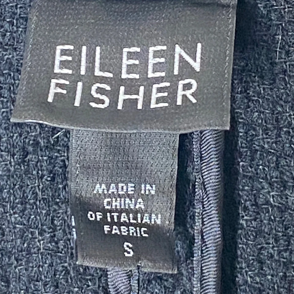 Chaqueta Blazer Eileen Fisher Mujer’s S Negra Mezcla Lana Texturizada Tela Italiana Foto 4 de 4