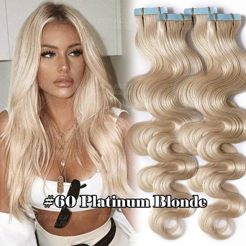 Russian Tape In Remy 100% Human Hair Extensions Skin Weft FuLL Head Weft THICK - Picture 33 of 39