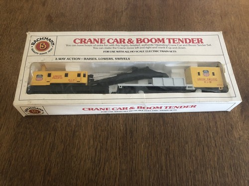 Bachmann Crane Car & Boom Tender Union Pacific Crane Swivels, Cranks Up/Down HO - Picture 17 of 17