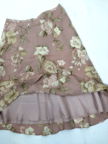 Gonna donna Y2K JONES NEW YORK COUNTRY vera taglia 4 rosa fiore 100% seta foderata - Foto 4 di 8