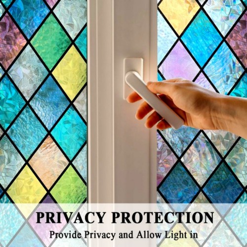 Static Cling Window Film Stained Glass Sticker Colorful Light Privacy Decor Film - Picture 6 of 22