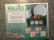 Wallies Wallpaper Cutouts 25 Botanical Tulips Square Trim Design Pre-Pasted NIP
