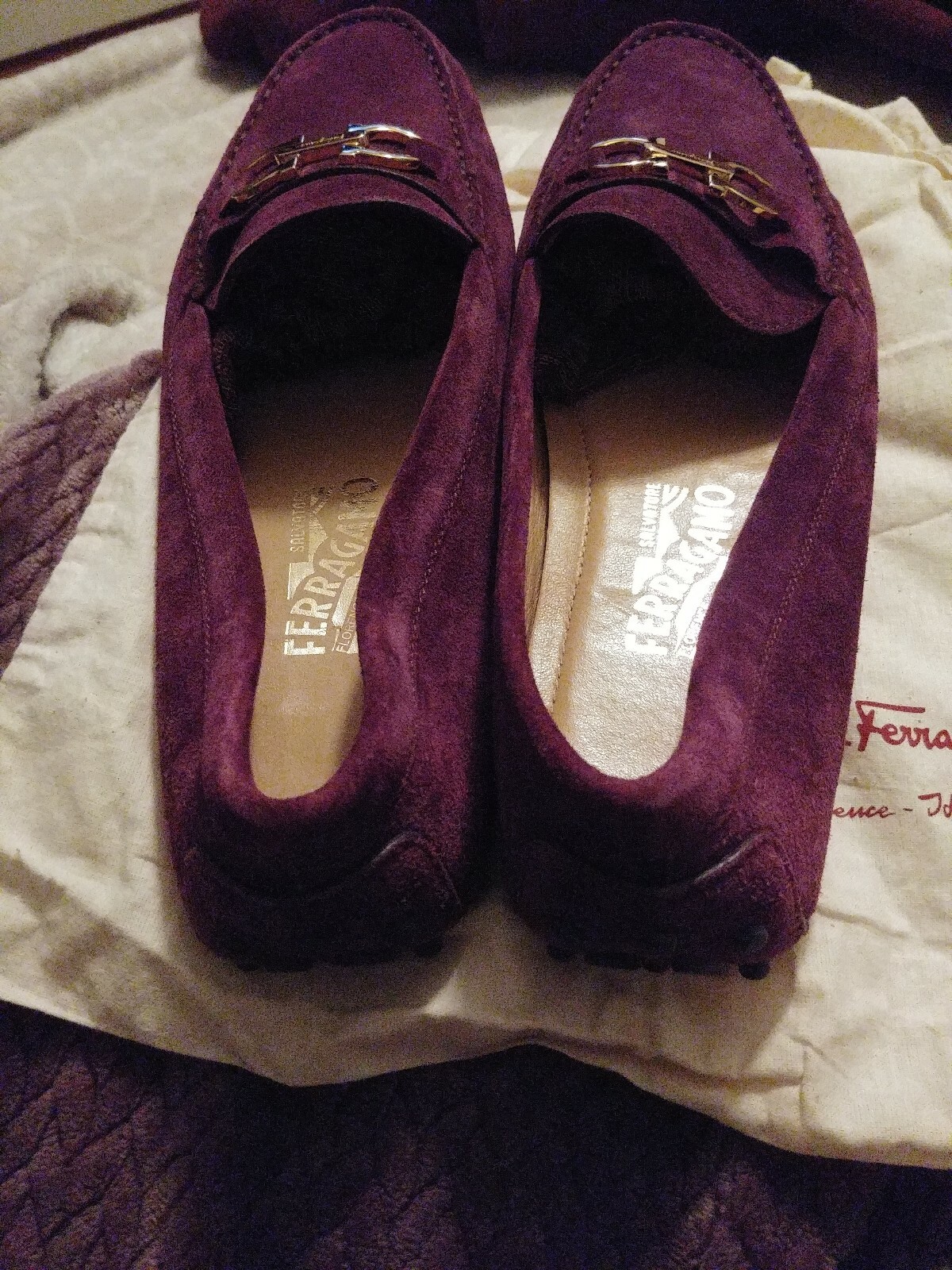 SALVATORE FERRAGAMO Women's Women's Women's Size 9 Purple Suede gold Horsebit Driver Loafer 8969b3 SALVATORE FERRAGAMO Women's Women's Women's Size 9 Purple Suede gold Horsebit Driver Loafer 8969b3