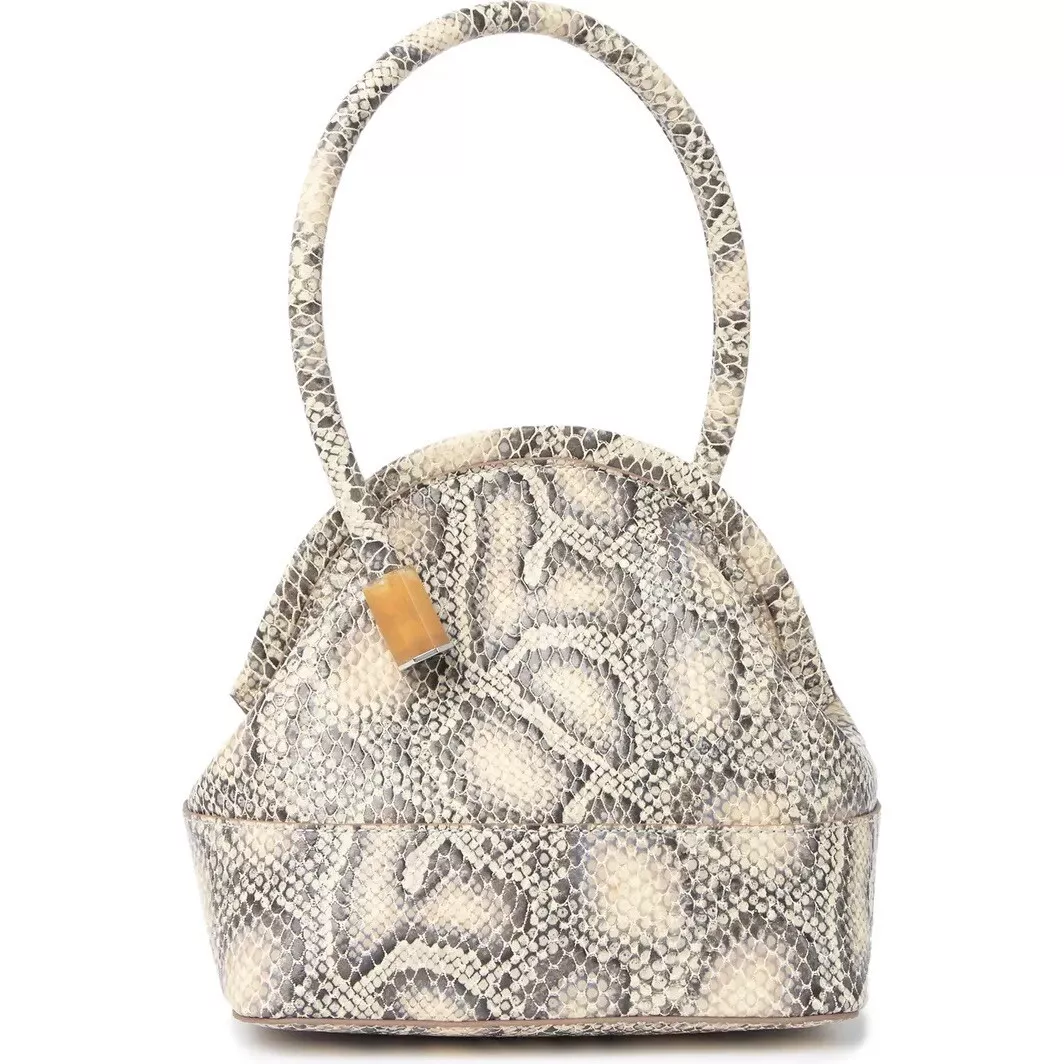 LOUISE ET CIE Beige Bubble Snake Embossed Isel Leather Frame Mini Bag NWT  $378