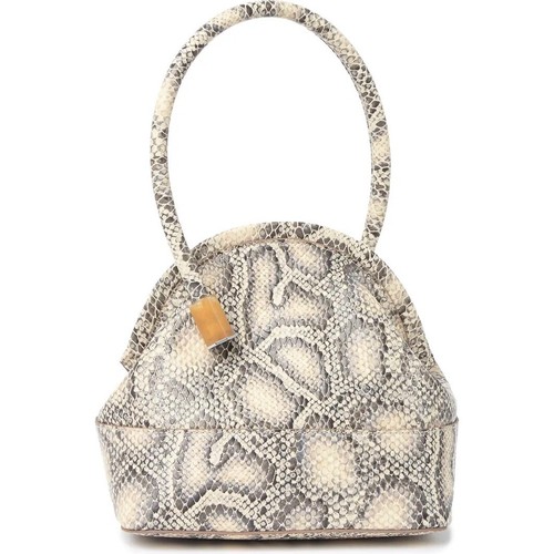 LOUISE ET CIE Beige Bubble Snake Embossed Isel Leather Frame Mini Bag NWT $378