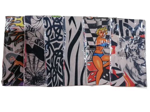 6 Pcs Unisex Mens Women Temporary Fake Full Arm Tattoo Sleeves Stockings - Imagen 3 de 7
