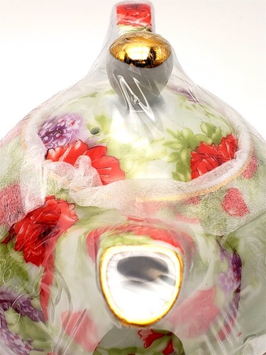 Juego de té Sorelle para uno (1) - Rosas hechas a mano con adornos dorados - Imagen 15 de 18