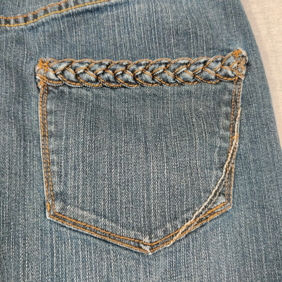Falda lápiz de mezclilla Converse para mujer talla 6 envejecida con bolsillos traseros con detalles de trenza Foto 3 de 4