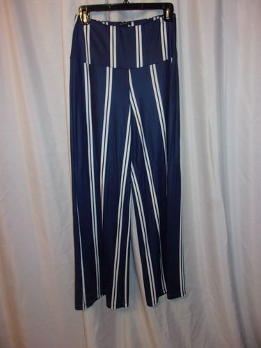 NWT AROLINA Women's Blue & White Stretchy Wide Leg Palazzo Lounge Pants SIZE S - Foto 1 di 5