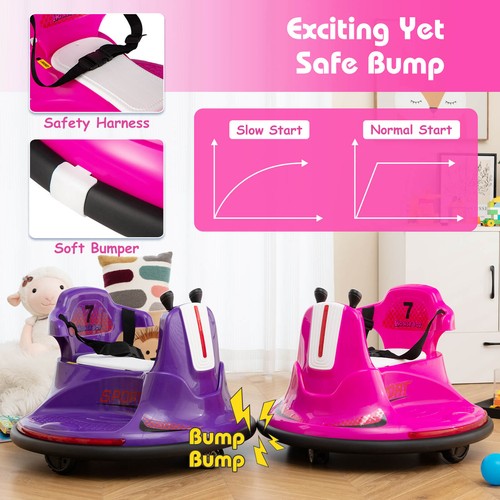 12V Kids Ride On Bumper Car Electric Toddlers Vehicle with Remote Control Pink - Picture 6 of 8