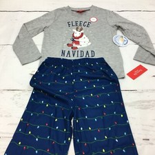 Family Pajamas Matching Kids Fleece Navidad Family Pajama Set, Gray/Blue, 6-7