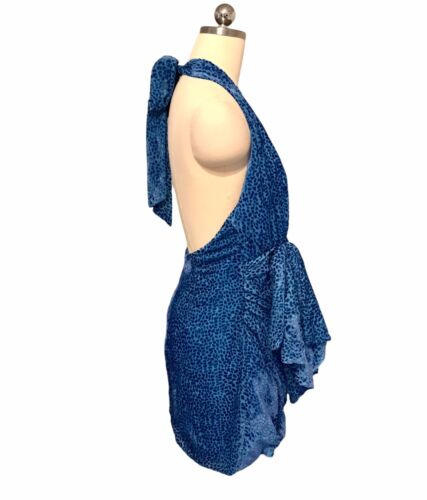 NBD Pari Velvet Mini Dress NWT Blue Animal Print ASO The Bachelorette Women’s L - Picture 2 of 10