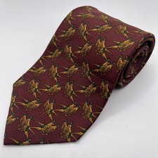 Brooks Brothers Makers All Silk Tie Maroon Tan Birds USA Made
