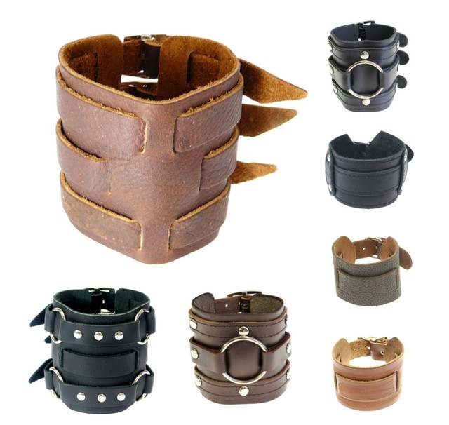 Wide Cuff Leather Bracelets Wristband Wrap Bangle for Men Women Buckle Fastening Wide Cuff Leather Bracelets Wristband Wrap Bangle for Men Women Buckle Fastening