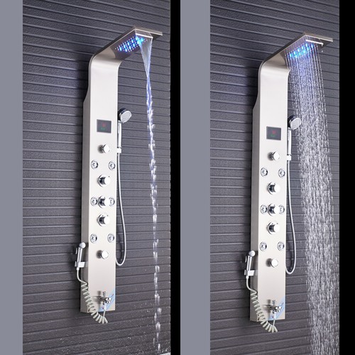 Rain&Waterfall LED Shower Panel Tower Stainless Steel Massage Body Jets System - Picture 59 of 149