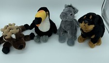 Webkinz Plush lot of 4 Horse Toucan Reindeer Rottweiler No Codes