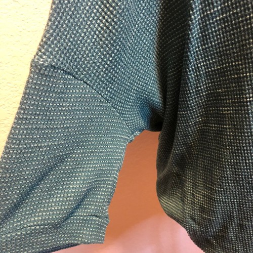 Free People Medium Green Tie Split Back Textured Top Short Sleeve - Picture 6 of 6