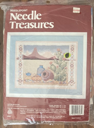 Needle Treasures Vintage Needlepoint Kit CACTUS MOUNTAIN 06587 Elsa Williams JCA - Picture 1 of 3