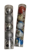 Pair Two Tubes Vintage Rite Aid Home 2" Plastic Ball Christmas Ornaments