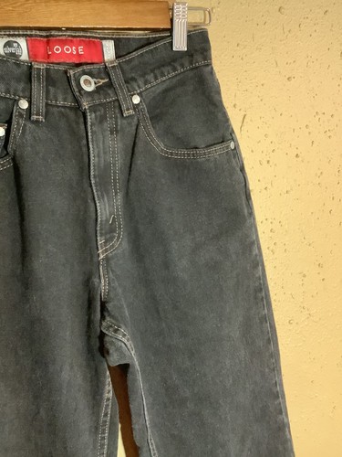 Levi’s Silver Tab Jeans Boys size 26x28 Black denim zip button Loose fit Student - Picture 3 of 10