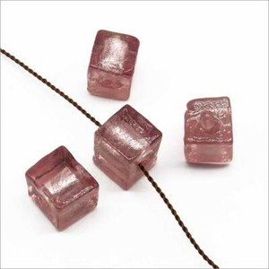 Lot 10 round beads 8 mm Lampwork Murano amethyst silver leaf