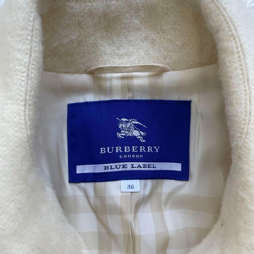 Burberry Blue Label Belted Coat Ivory White Alpaca Nova Check Size 38 Used - Picture 10 of 11