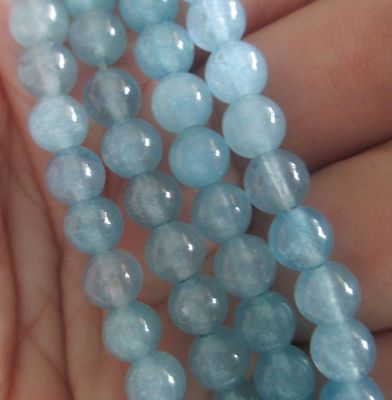 6 mm Brazilian Aquamarine Gemstone Round Loose Bead 15/" # AY156