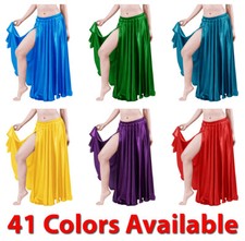 Satin 1 Full Slit Skirt Belly Dance Gypsy Tribal 9 Yard Panel Jupe Flamenco Boho